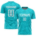 Custom Aqua White Soccer Jersey Sublimation Uniform - Style 3597 Custom Aqua White Sublimation Soccer Uniform Jersey Style