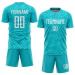 Custom Aqua White Soccer Jersey Sublimation Uniform - Style 3597 Custom Aqua White Sublimation Soccer Uniform Jersey Style