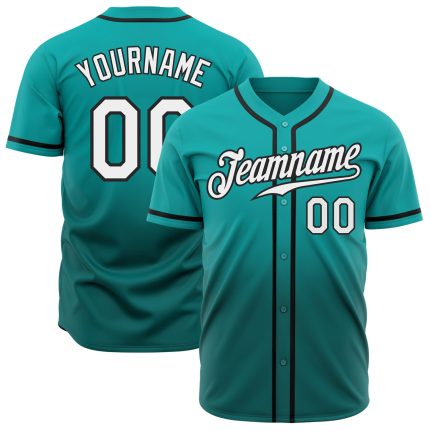 Custom Aqua White Teal Fade Fashion Baseball Jersey - Authentic Design Custom Aqua White-Teal Authentic Fade Fashion Baseball