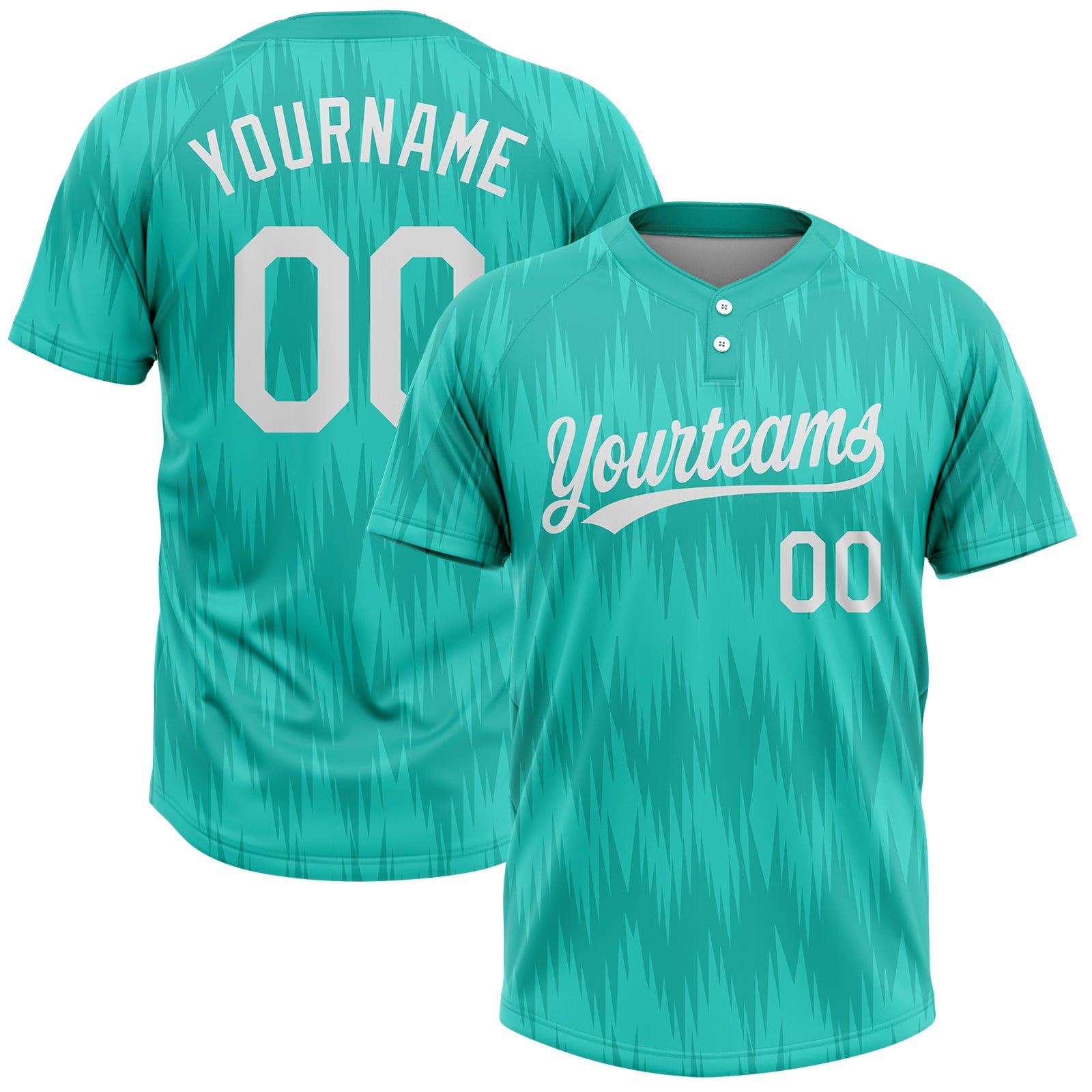 Custom Aqua White Unisex Softball Jersey - Two-Button Design for Comfort Custom Aqua White Two-Button Unisex Softball Jersey