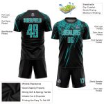 Custom Black Aqua-White Soccer Jersey Sublimation Uniform for Teams and Players Custom Black Aqua-White Sublimation Soccer