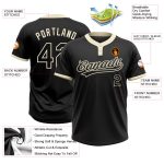 Custom Black Cream Unisex Softball Jersey - Two-Button Design, Comfortable Fit Custom Black Black-Cream Two-Button Unisex