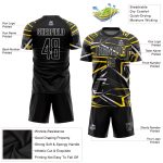 Custom Black Gold Sublimation Soccer Jersey - Personalized Sports Uniform Custom Black Black-Gold Sublimation Soccer Uniform