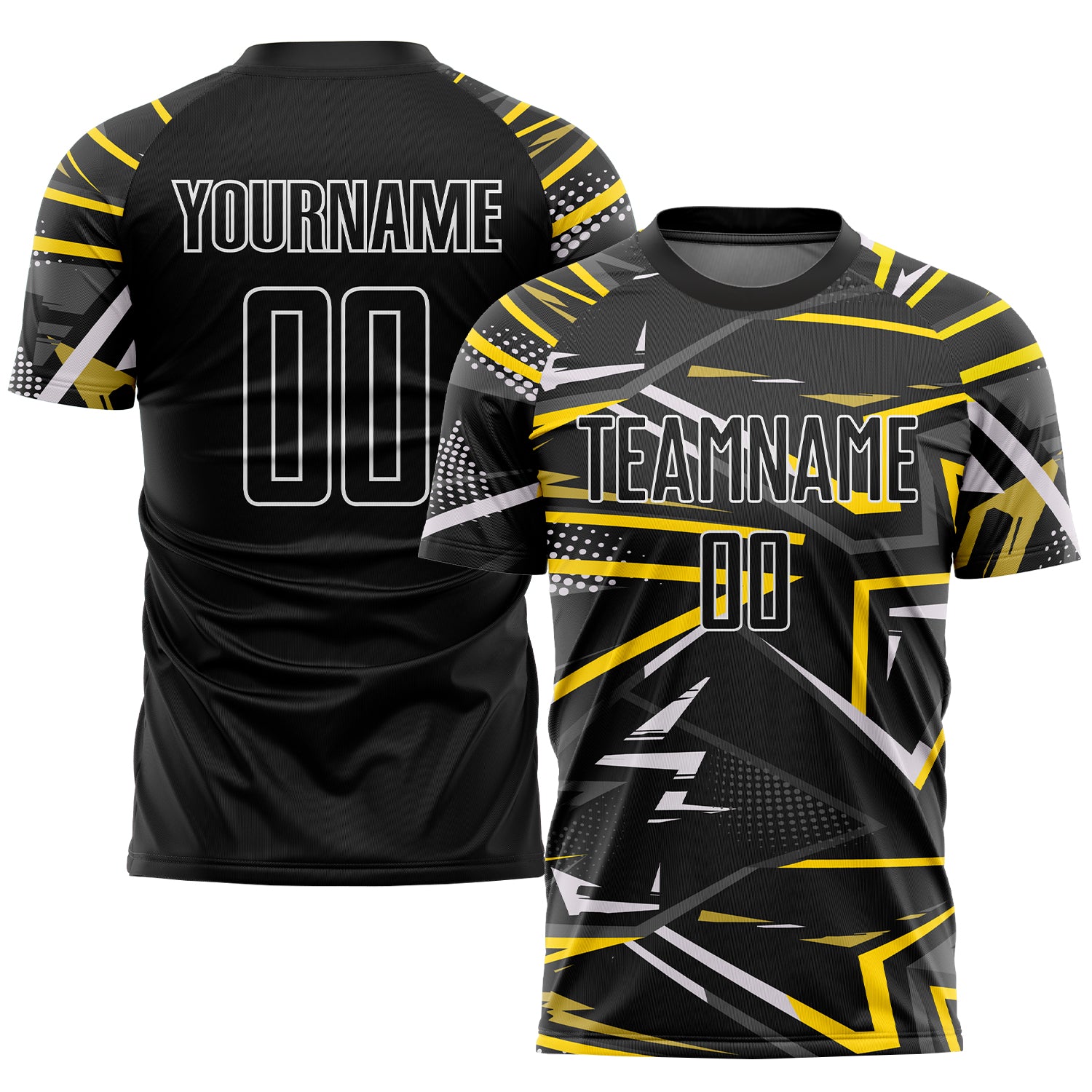 Custom Black Gold Sublimation Soccer Jersey - Personalized Sports Uniform Custom Black Black-Gold Sublimation Soccer Uniform