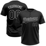 Custom Black Gray Unisex Softball Jersey - Two-Button Design for Comfort and Style Custom Black Black-Gray Two-Button Unisex
