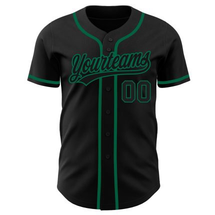 Custom Black Kelly Green Authentic Baseball Jersey for Men Custom Black Black-Kelly Green Authentic Baseball Jersey