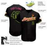Custom Black Neon Green-Pink Authentic Baseball Jersey for Men and Women Custom Black Black Neon Green-Pink Authentic Baseball