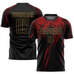 Custom Black Old Gold-Red Soccer Uniform Sublimation Jersey for Sports Teams Custom Black Black Old Gold-Red Sublimation