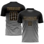 Custom Black Old Gold Soccer Jersey Sublimation Uniform Style 3745 Custom Black Black-Old Gold Sublimation Soccer Uniform