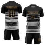 Custom Black Old Gold Soccer Jersey Sublimation Uniform Style 3745 Custom Black Black-Old Gold Sublimation Soccer Uniform