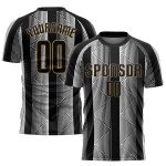 Custom Black and Old Gold Sublimation Soccer Jersey Uniform for Men and Women Custom Black Black-Old Gold Sublimation Soccer