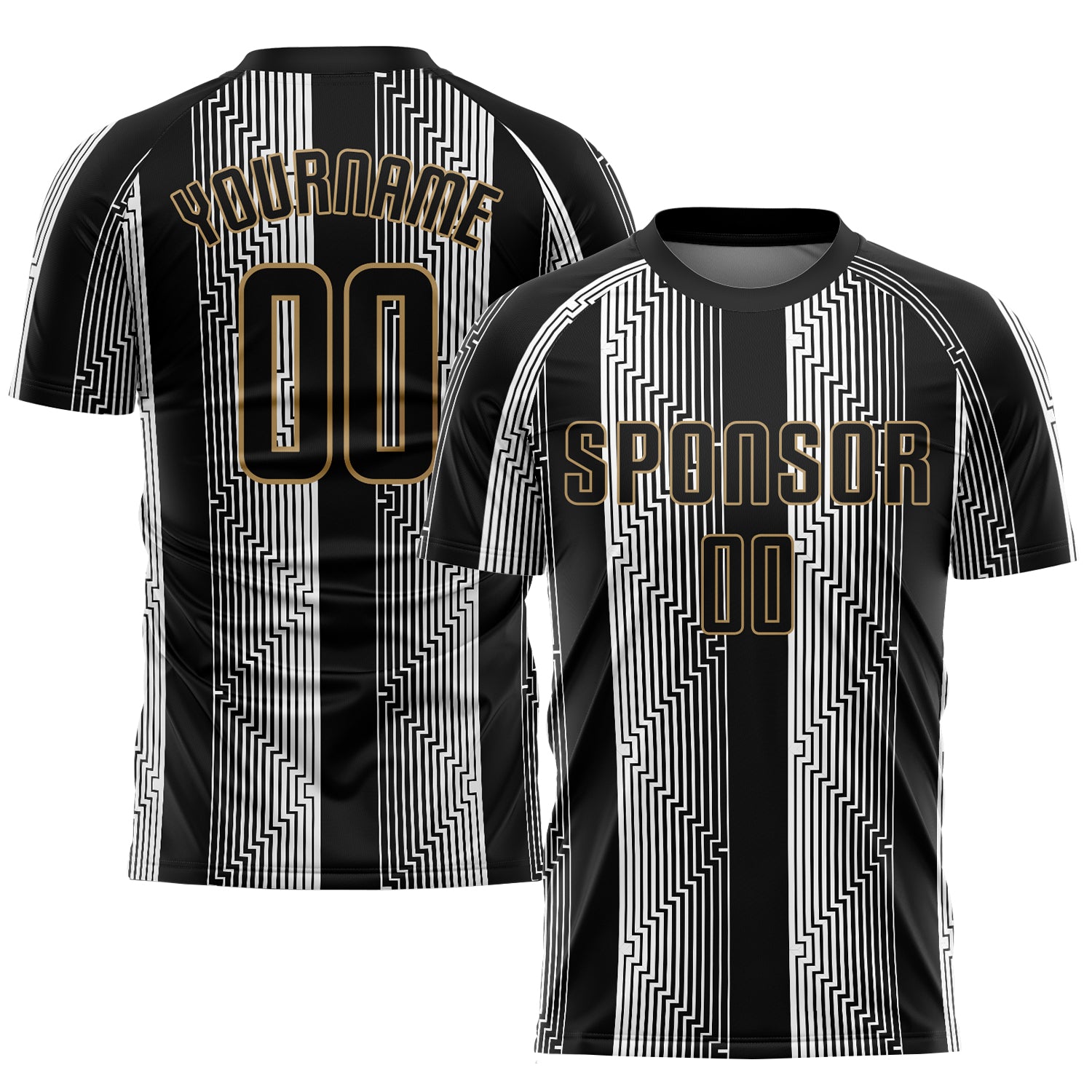Custom Black and Old Gold Sublimation Soccer Jersey Uniform for Men and Women Custom Black Black-Old Gold Sublimation Soccer