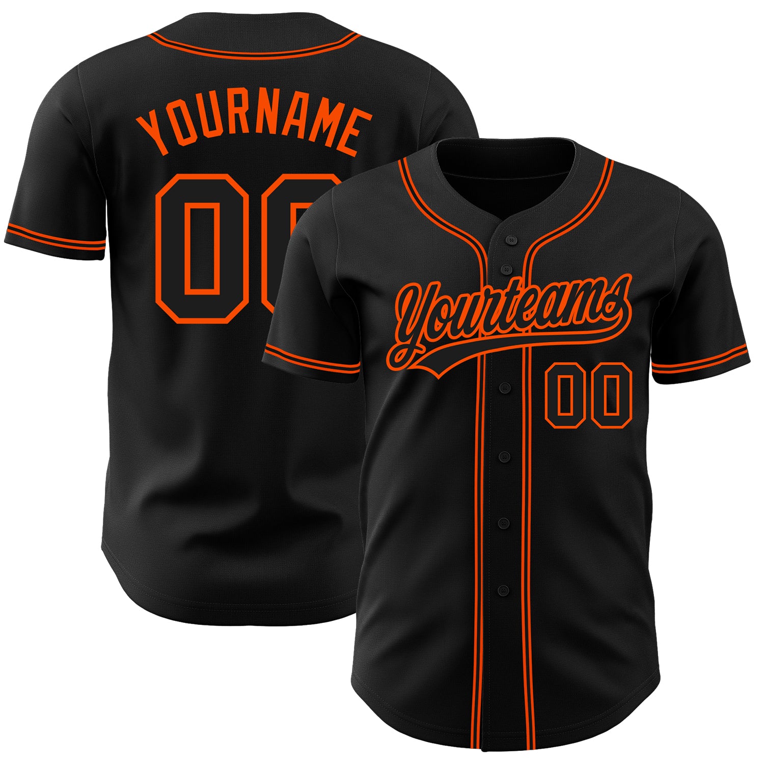 Custom Black Orange Authentic Baseball Jersey for Men and Women Custom Black Black-Orange Authentic Baseball Jersey