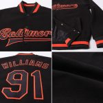 Black-Orange Custom Bomber Varsity Letterman Jacket for Men - Full-Snap Design Custom Black Black-Orange Bomber Full-Snap