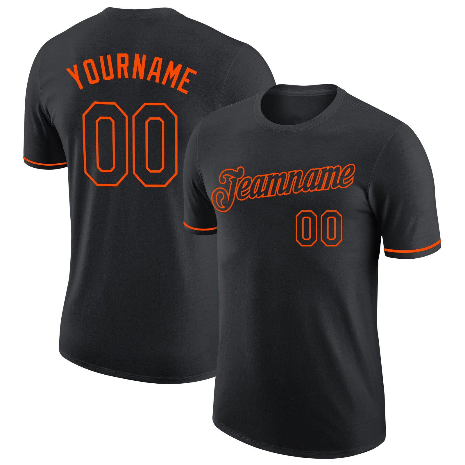 Custom Performance T-Shirt Black Orange - High Quality Active Wear for Sports and Everyday Use Custom Black Black-Orange