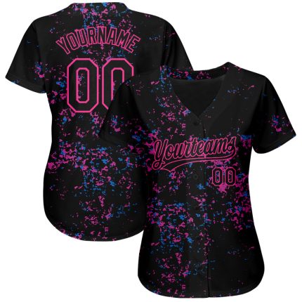 Custom Black Pink 3D Pattern Baseball Jersey - Authentic Design for Fans and Players Custom Black Black-Pink 3D Pattern Design