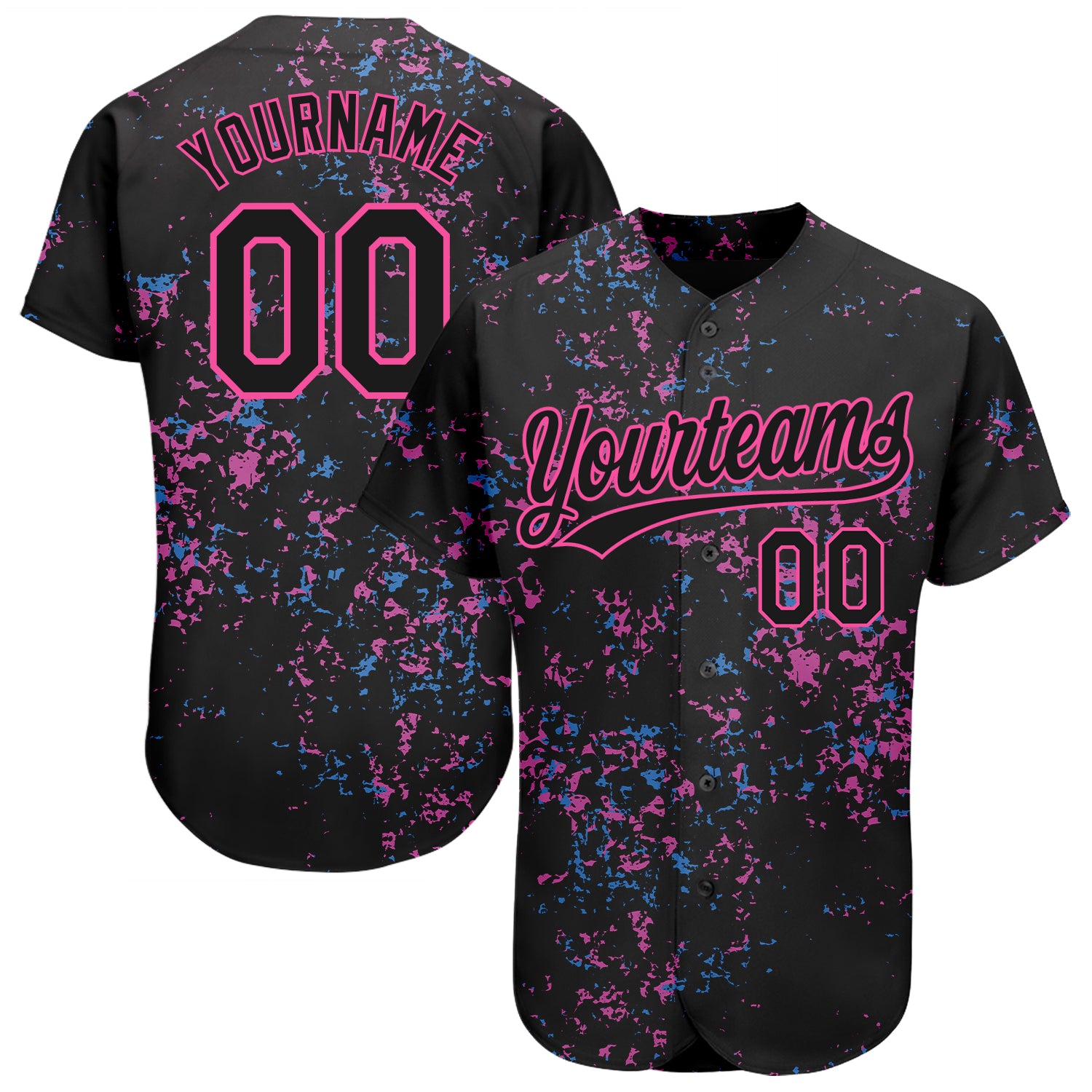 Custom Black Pink 3D Pattern Baseball Jersey - Authentic Design for Fans and Players Custom Black Black-Pink 3D Pattern Design