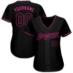Custom Black Pink Baseball Jersey - Authentic Design for Sports Fans Custom Black Black-Pink Authentic Baseball Jersey