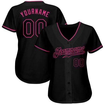 Custom Black Pink Baseball Jersey - Authentic Design for Sports Fans Custom Black Black-Pink Authentic Baseball Jersey
