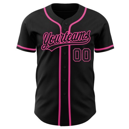 Custom Black Pink Baseball Jersey - Authentic Style 8741 Custom Black Black-Pink Authentic Baseball Jersey Style 8741