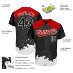 Custom Black Red 3D Pattern Baseball Jersey - Authentic Style 5400 Custom Black Black-Red 3D Pattern Design Authentic Baseball