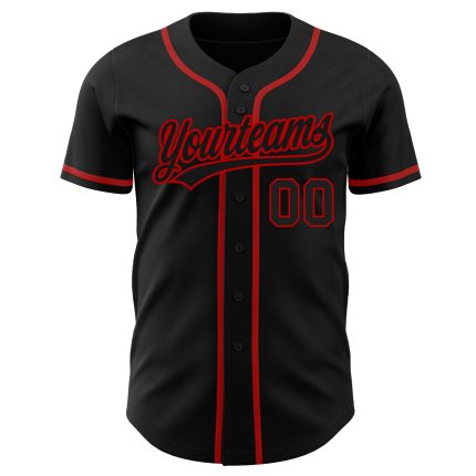 Custom Authentic Baseball Jersey Black and Red - Personalized Sports Shirt Custom Black Black-Red Authentic Baseball Jersey