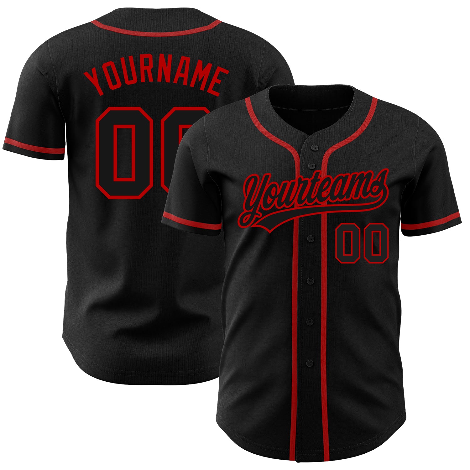 Custom Authentic Baseball Jersey Black and Red - Personalized Sports Shirt Custom Black Black-Red Authentic Baseball Jersey