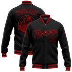 Custom Black Red Bomber Jacket Full-Snap Varsity Letterman for Men Custom Black Black-Red Bomber Full-Snap Varsity Letterman