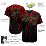 Custom Black Red Gold 3D Pattern Design Baseball Jersey - Authentic Sports Apparel Custom Black Black Red-Old Gold 3D Pattern