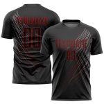 Custom Black Red Sublimation Soccer Jersey Uniform for Teams, Mens and Womens Sports Apparel Custom Black Black-Red Sublimation