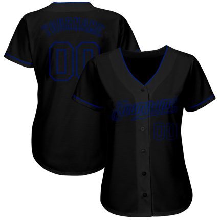 Custom Black-Royal Authentic Baseball Jersey for Men and Women, Personalized Sports Apparel Custom Black Black-Royal Authentic