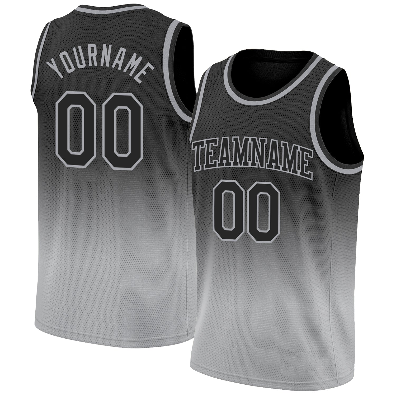 Custom Black Black-Silver Gray Authentic Fade Fashion Basketball Jersey Custom Black Silver Gray Fade Basketball Jersey - Authentic Fashion Sportswear Custom Black Black-Silver Gray Authentic Fade