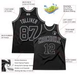 Custom Black Silver Gray Authentic Basketball Jersey - Throwback Style Custom Black Black-Silver Gray Authentic Throwback