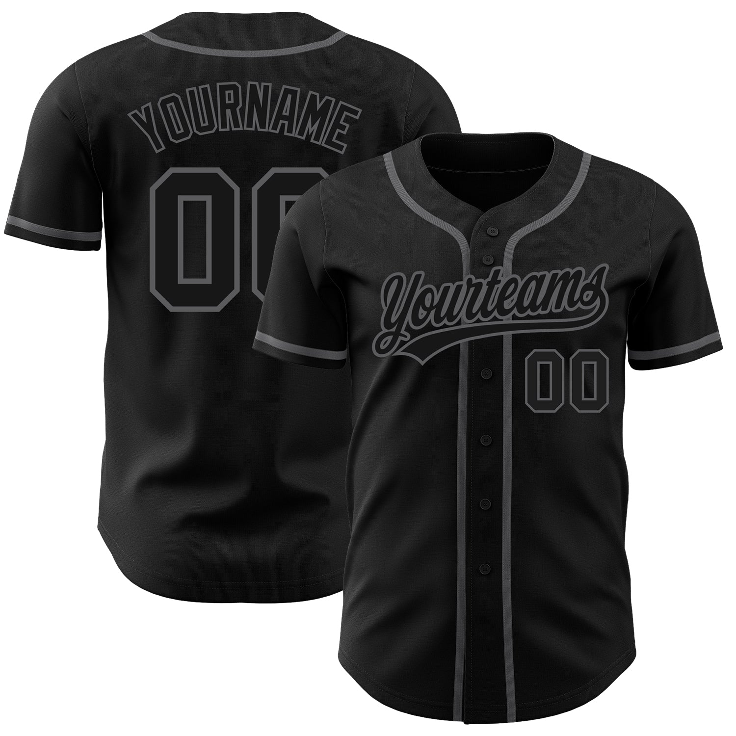 Custom Black Black-Steel Gray Authentic Baseball Jersey Custom Black Steel Gray Authentic Baseball Jersey - Youth & Adult Sizes Custom Black Black-Steel Gray Authentic Baseball