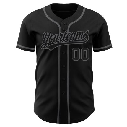 Custom Black Steel Gray Authentic Baseball Jersey - Youth & Adult Sizes Custom Black Black-Steel Gray Authentic Baseball