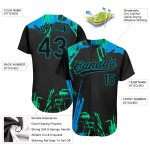 Custom 3D Pattern Baseball Jersey - Black Teal Light Blue Authentic Design Custom Black Black Teal-Light Blue 3D Pattern