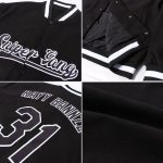 Custom Black White Varsity Letterman Bomber Jacket Full-Snap Style 9702 Custom Black Black-White Bomber Full-Snap Varsity