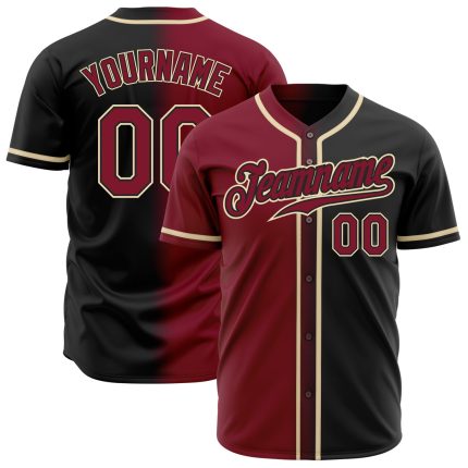 Custom Black Crimson Cream Baseball Jersey - Authentic Fade Fashion Design Custom Black Crimson-Cream Authentic Fade Fashion