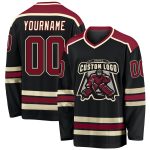 Custom Black Crimson Cream Hockey Jersey for Personalized Team Apparel Custom Black Crimson-Cream Hockey Jersey