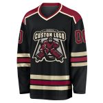 Custom Black Crimson Cream Hockey Jersey for Personalized Team Apparel Custom Black Crimson-Cream Hockey Jersey