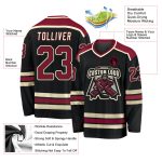 Custom Black Crimson Cream Hockey Jersey for Personalized Team Apparel Custom Black Crimson-Cream Hockey Jersey