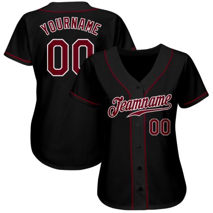 Custom Black and Crimson-White Baseball Jersey - Authentic Sports Apparel Custom Black Crimson-White Authentic Baseball Jersey