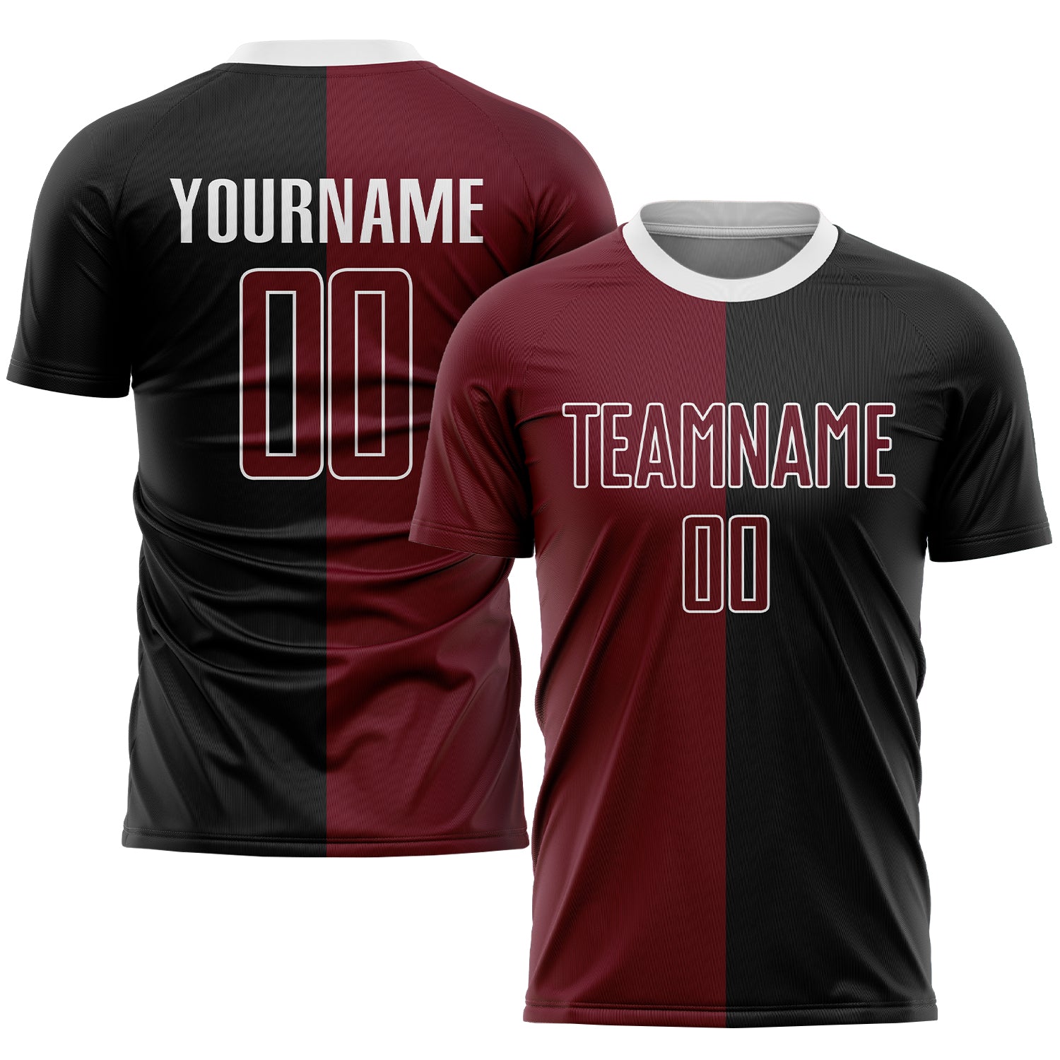 Custom Black Crimson White Fashion Soccer Jersey Sublimation Split Uniform Custom Black Crimson-White Sublimation Split Fashion
