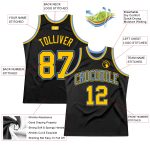 Custom Black Gold-Light Blue Basketball Jersey - Authentic Throwback Style Custom Black Gold-Light Blue Authentic Throwback
