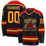 Personalized Black Gold-Red Hockey Jersey - Customizable Team Apparel Custom Black Gold-Red Hockey Jersey