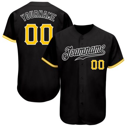 Black Gold White Custom Baseball Jersey - Authentic Style 5559 Custom Black Gold-White Authentic Baseball Jersey Style 5559