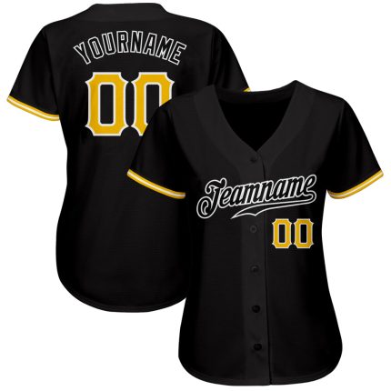 Black Gold White Custom Baseball Jersey - Authentic Style 5559 Custom Black Gold-White Authentic Baseball Jersey Style 5559