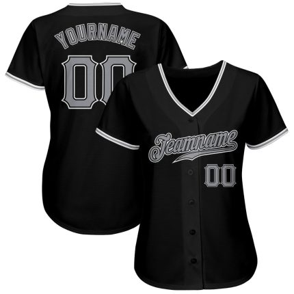 Custom Authentic Baseball Jersey Black Gray White Design - Unique Personalized Sports Apparel Custom Black Gray-White Authentic