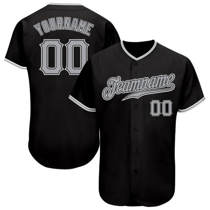 Custom Authentic Baseball Jersey Black Gray White Design - Unique Personalized Sports Apparel Custom Black Gray-White Authentic