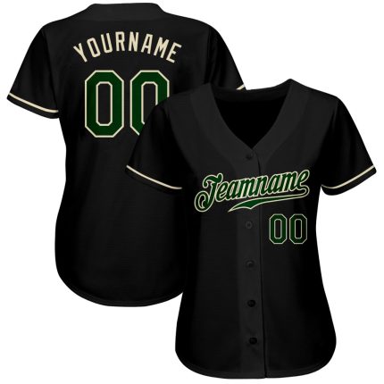 Custom Authentic Black Green Cream Baseball Jersey Style 8187 Custom Black Green-Cream Authentic Baseball Jersey Style 8187